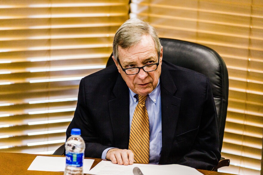 Dick Durbin at a table