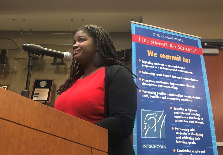 Parent Erica Wilson praised former Lee's Summit Superintendent Dennis Carpenter at the board meeting after he resigned. Carpenter fought for an equity plan that was unpopular with some white parents and school board members.