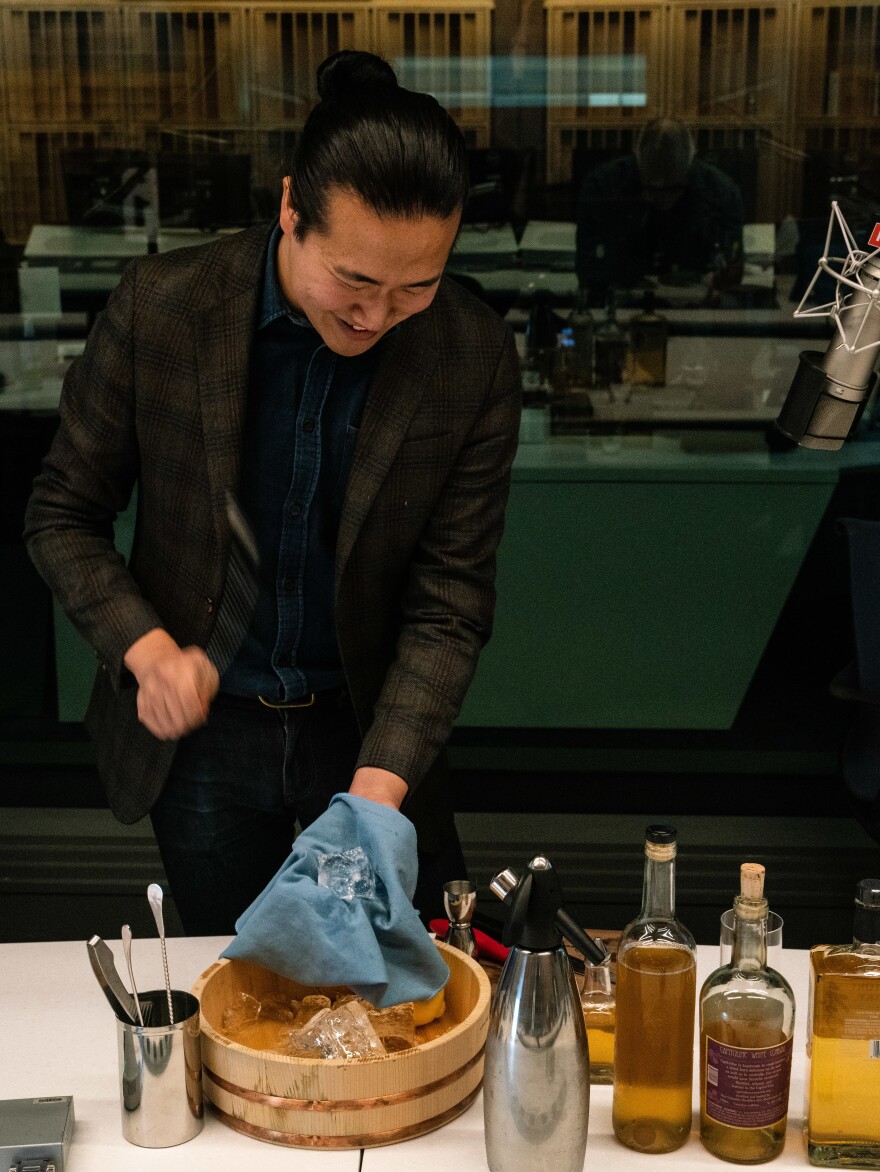 Eddie Kim, co-host of the Shift Drink podcast, says a cold glass is key to the cocktail.