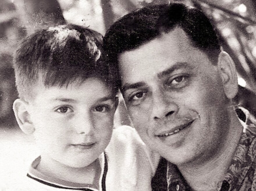 A 5-year-old Jeffrey Sherman is pictured with his father, songwriter Robert Sherman, in the early 1960s.