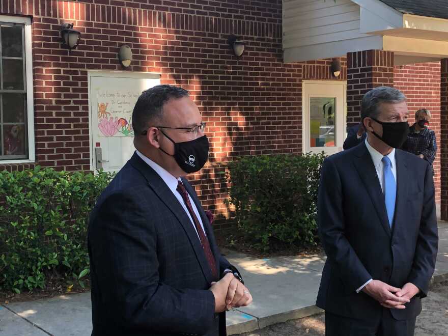 U.S. Secretary of Education Miguel Cardona and Gov. Roy Cooper tour Bright Beginnings Child Development Center in Cary.