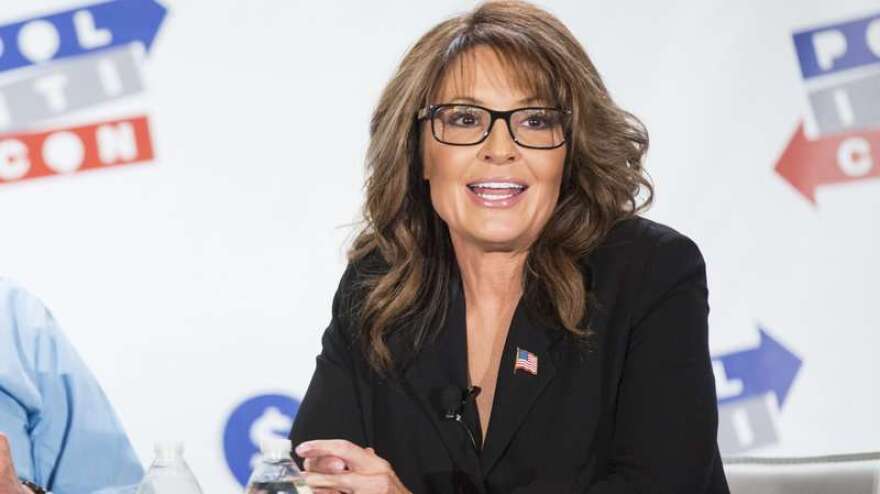 Sarah Palin, shown at Politicon 2016 last June in Pasadena, Calif., has accused The New York Times of publishing a statement about her that it "knew to be false."/Photo: Colin Young, Wolff/Invision/AP
