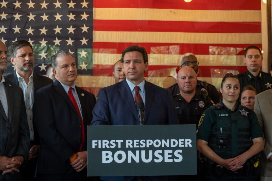 Florida Gov. Ron DeSantis announced $1,000 bonuses for first responders in 2022.