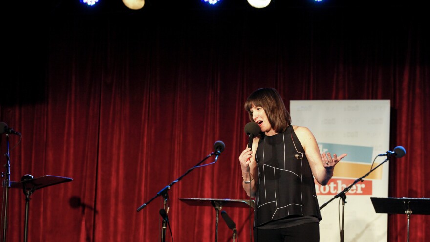 Ask Me Another Host Ophira Eisenberg performs at the Bell House in Brooklyn, New York.