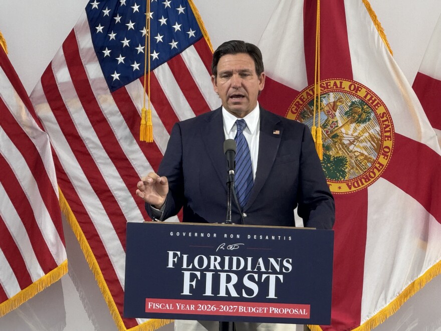 DeSantis unveils his new "Floridians First" budget proposal in downtown Orlando at the Dr. Phillips Center for the Performing Arts.