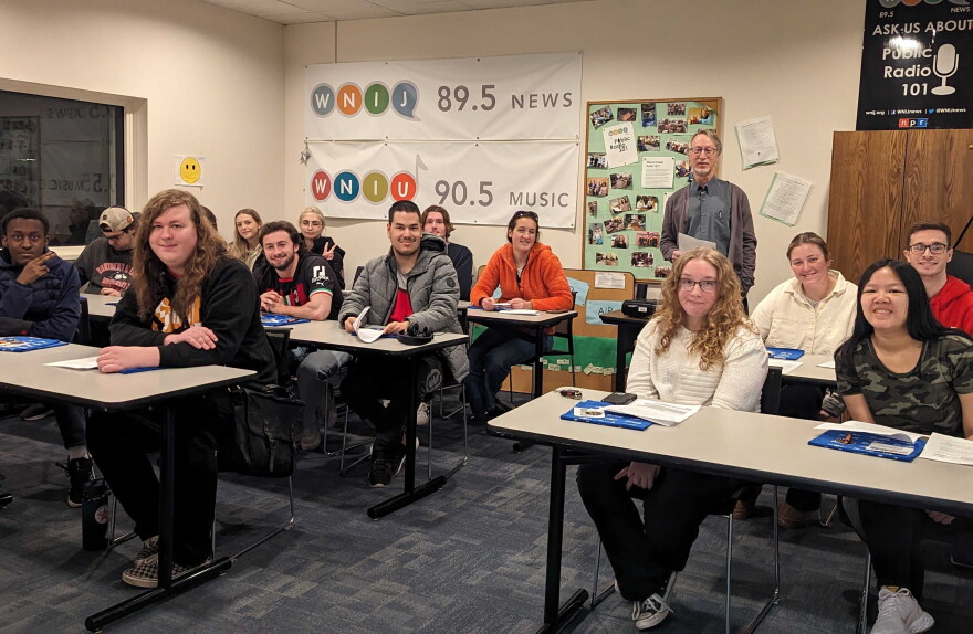 Jason Akst's Editorial and Opinion Writing class visited WNIJ to record Perspectives.