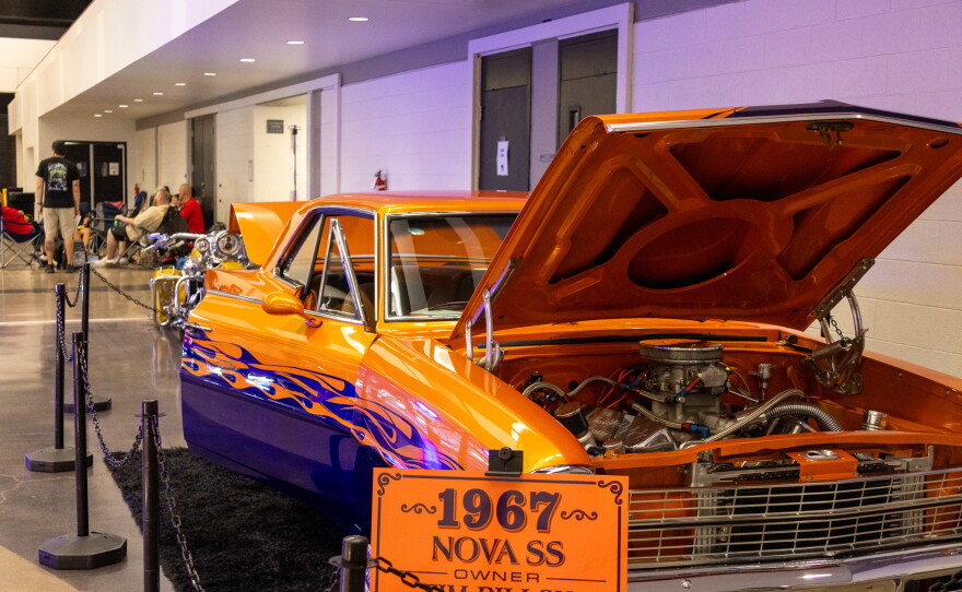 Orange with purple fire decal 1967 Nova SS owned by Tim Dillon. Photo by Alexander Brown.