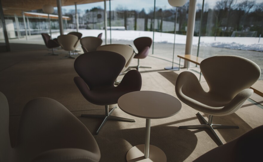 Grace Farms is an 80-acre cultural and humanitarian center in New Canaan, , owned and operated by Grace Farms Foundation. The tea room is in the glass-enclosed space called The Pavilion.