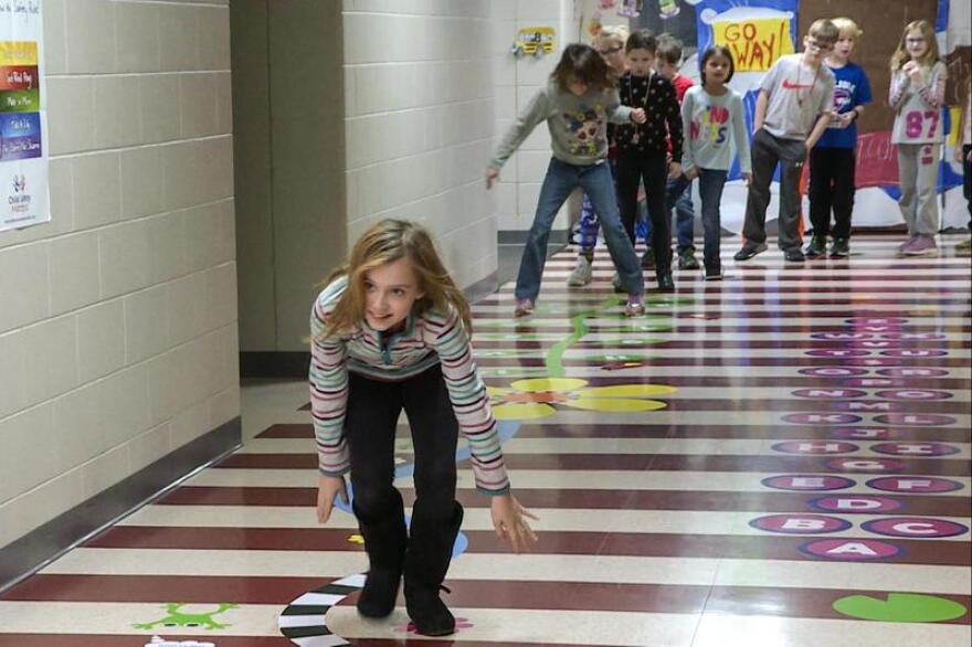 Students at Carlisle Elementary regularly visit the sensory path that was installed over the summer.
