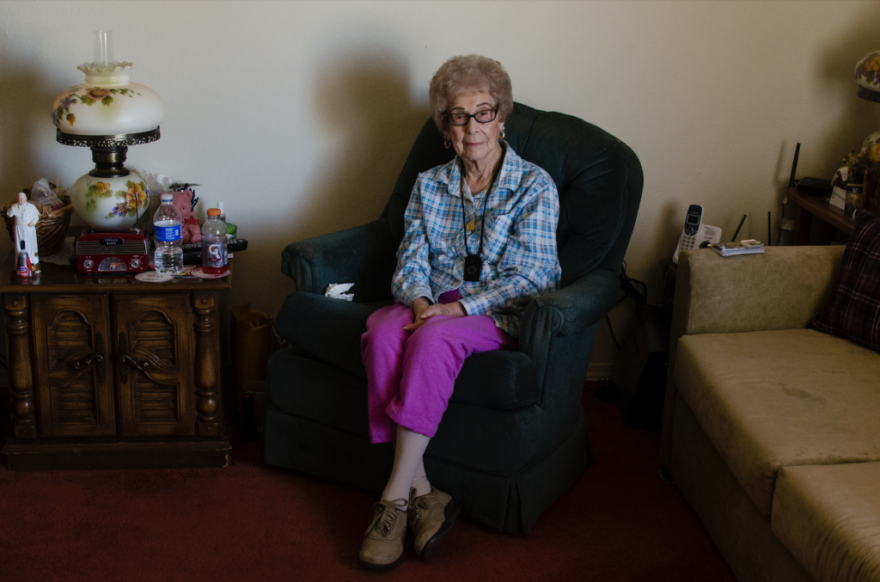 Loretta Campos, 93, photographed at her home in Toyah. She continues to drink the city water because people she trusts have said it is safe. 