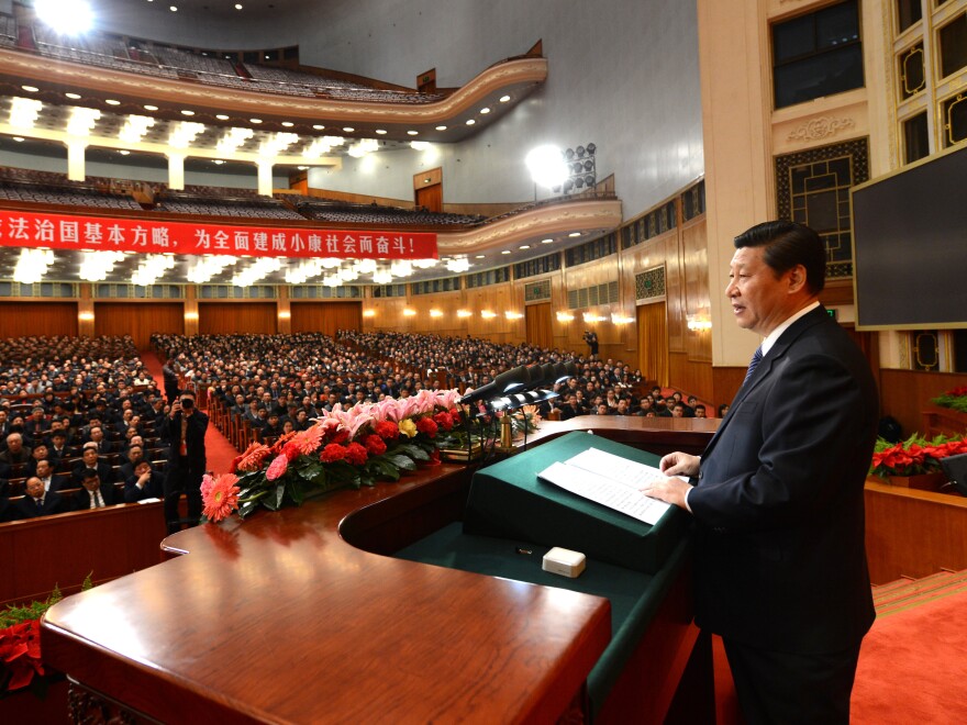 President Xi Jinping speaks at a congress in Beijing marking the 30th anniversary of the implementation of China's constitution, on Dec. 4, 2012. In the speech, he vowed to uphold the constitution and the rule of law.