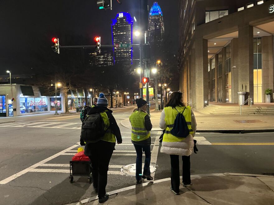 Volunteers walked the streets of Charlotte early Thursday morning to count how many people were sleeping outdoors or in their cars.