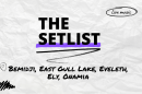 "The Setlist" and "Bemidji, East Gull Lake, Eveleth, Ely, Onamia" written over a crumpled paper background.