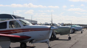 Planes parked outside of Gillespie County Airport.