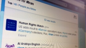 computer screen with Twitter search results for Iran