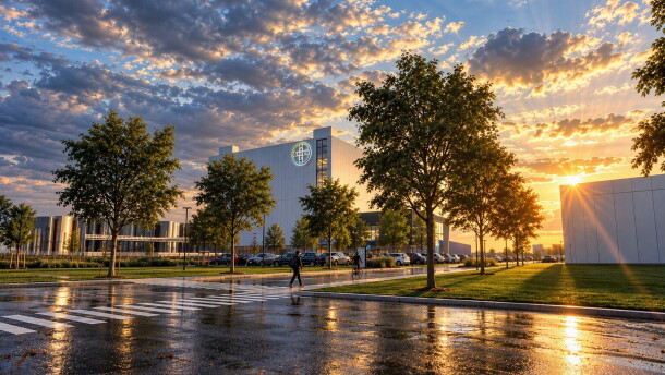 Renderings show a manufacturing plant that Bayer announced in 2026 will be built in New Albany, Ohio.