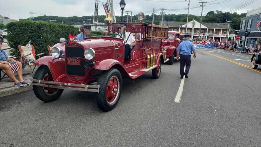 Coram Fire Department's 1930 Ford fire engine sputters out during the Independence Day parade.