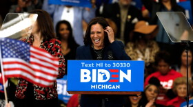 California Sen. Kamala Harris at a campaign event for presidential candidate Joe Biden in Detroit, Michigan on March 9, 2020. (Jeff Kowalsky/AFP/Getty Images)