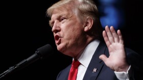 Donald Trump speaks at a rally in Bangor, ME in 2019.