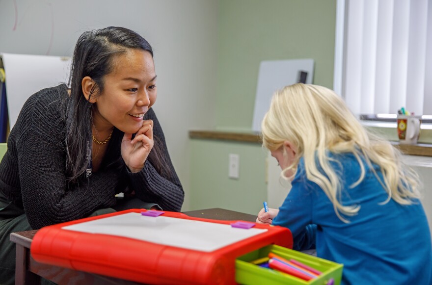 While children at certain ages or stages may lack the ability to communicate their problems verbally, trained play therapists can use observations of their play and build trust to help them better understand the feelings they might be having.
