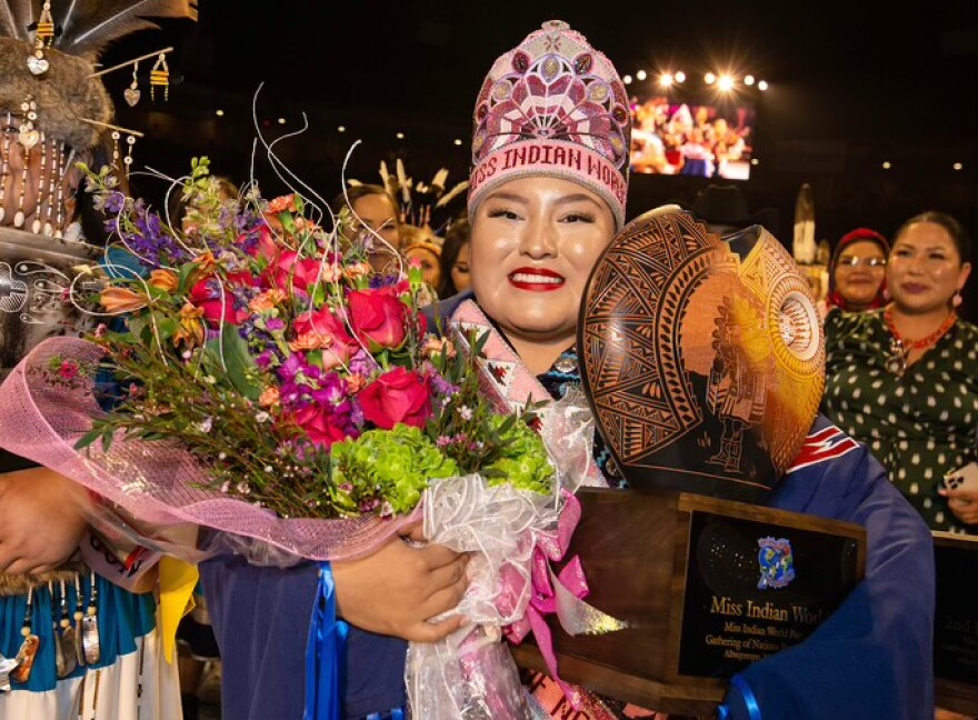 Kassie John, a Navajo woman from Rock Point Arizona, was crowned Miss Indian World 2024 at the Gathering of Nations Pow-Wow in Albuquerque, New Mexico.