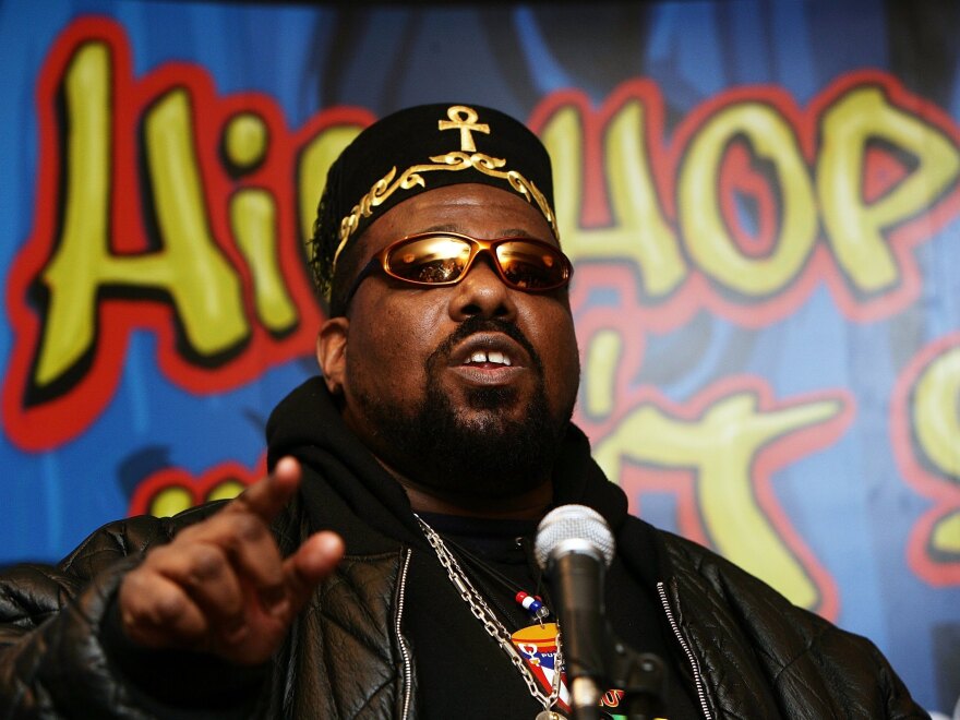 Hip hop pioneer Afrika Bambaataa at a press conference in 2006. His Zulu Nation group, formed in the 1970s to combat street violence, soon began incorporating Nation of Islam teachings in its rhetoric.