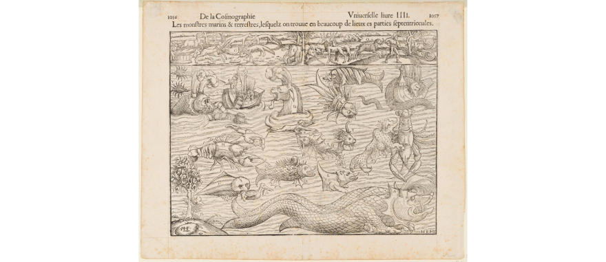 This picture of sea "monsters" was created by the 16th-century cartographer Sebastian Munster. It is in the Colonial Williamsburg Art Museums' collection and is an inspiration for a story included in this month's "Unseen Creatures: A Collector's Tales" tour.
