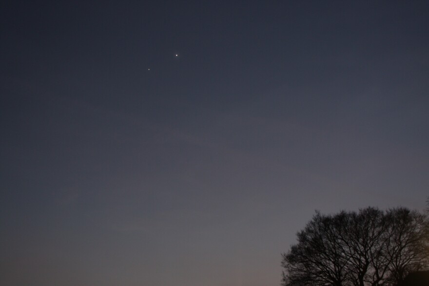 Jupiter and Venus against the summer sky.