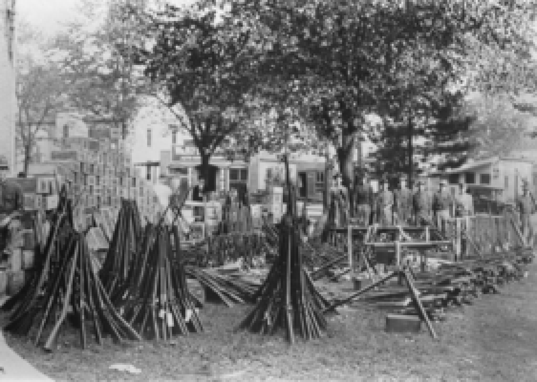 Stacked arms during Cabin Creek strike.