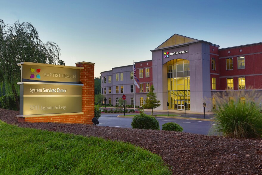 Exterior of Baptist Health System Services, a building that serves as the hospital system's headquarters. 