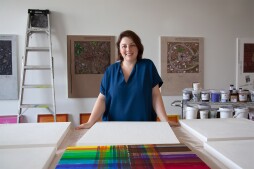 Artist Josephine Halvorson stands in her studio.