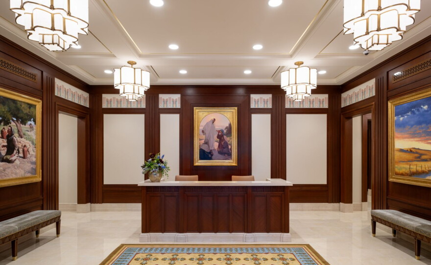 The recommend desk of the Wichita Kansas Temple of The Church of Jesus Christ of Latter-day Saints.