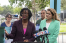U.S. Senate Democratic candidate Angie Nixon holds a briefing outside an ICE processing facility in Miramar after a whistleblower report alleged overcrowding in the facility. Wednesday, Sept. 30, 2026, in Miramar, Fla.