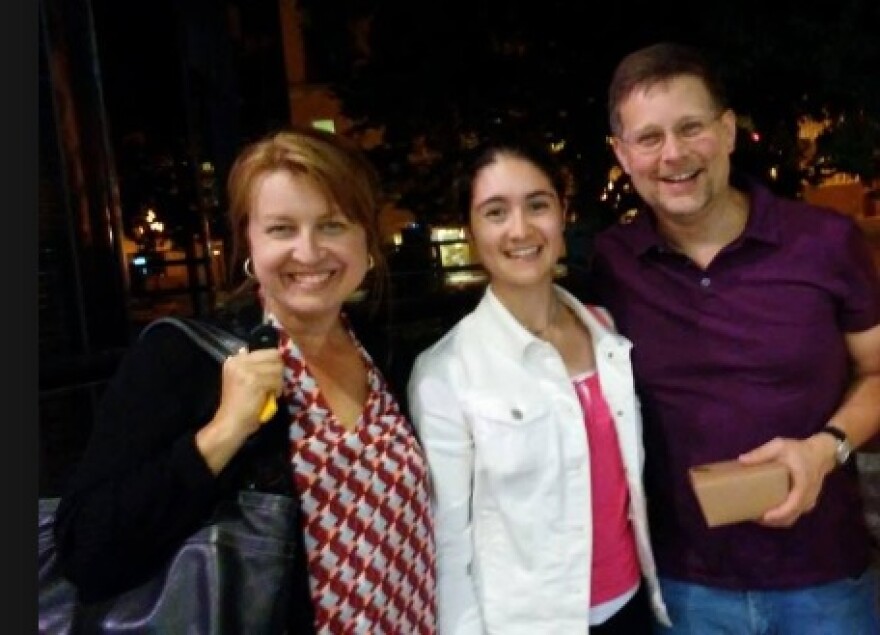 WXXI morning host Brenda Tremblay, WXXI intern Riesa Cassano, and NYSSMA High School Classroom Music Chair Laurence Tallman