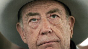 FILE - Two-time champion Doyle Brunson stares down an opponent in the World Series of Poker at the Rio Hotel and Casino in Las Vegas on July 9, 2005. Brunson, one of the most influential poker players of all time and a two-time world champion, died Sunday, May 14, 2023, according to his agent. He was 89. (AP Photo/Joe Cavaretta, File)