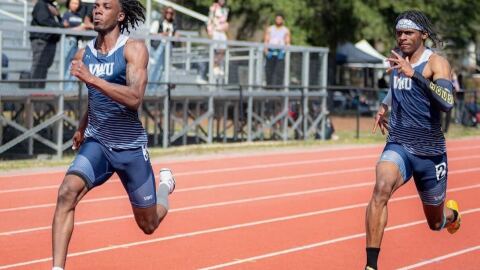 Virginia Wesleyan's Jordan Hall participates in multiple track and field events, but placed in the top 40 in the nation for the long jump.