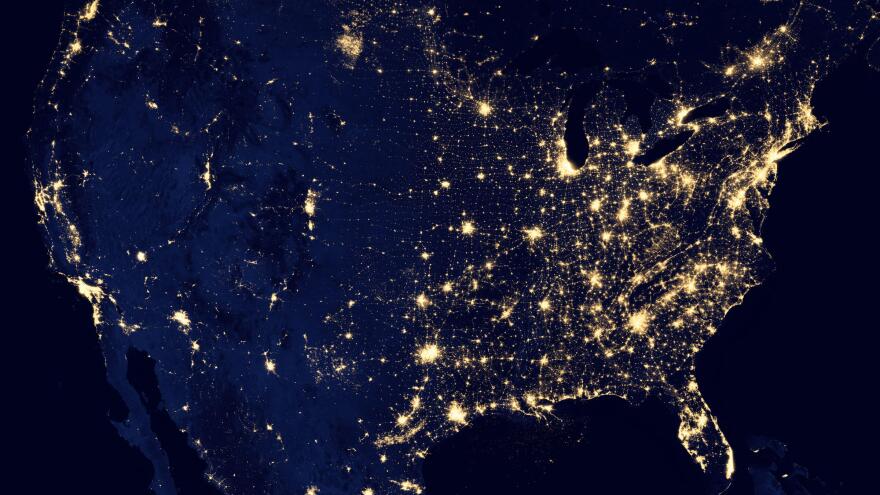 Light pollution across the United States