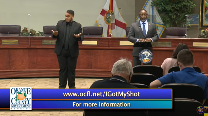 Orange County mayor Jerry Demings speaks at a press conference on 07/28/21. Photo: Orange TV