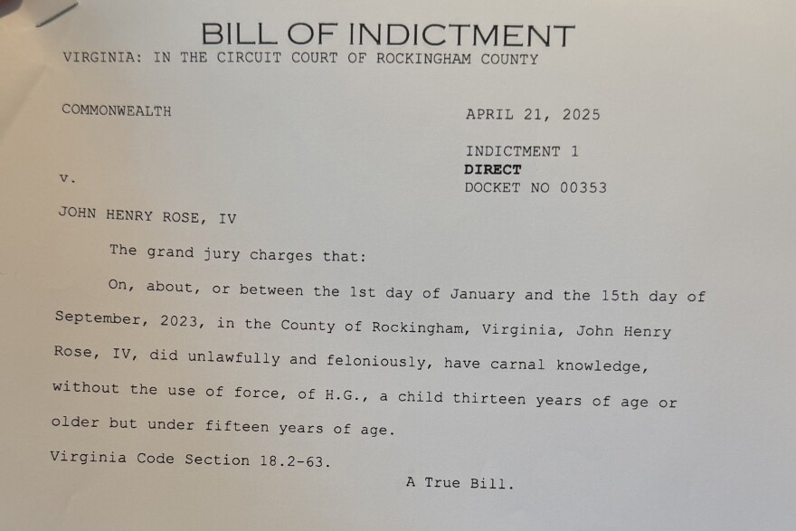 Rose has been charged in the Rockingham County Circuit Court with sexual crimes against a child while he was still employed at Elkton Middle School.