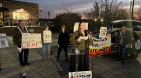 A photo of advocate Crystal Norford speaking at press conference