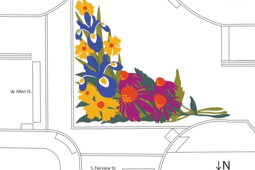 Rachel Kavathe designed the mural based on the flower gardens in the neighborhood.