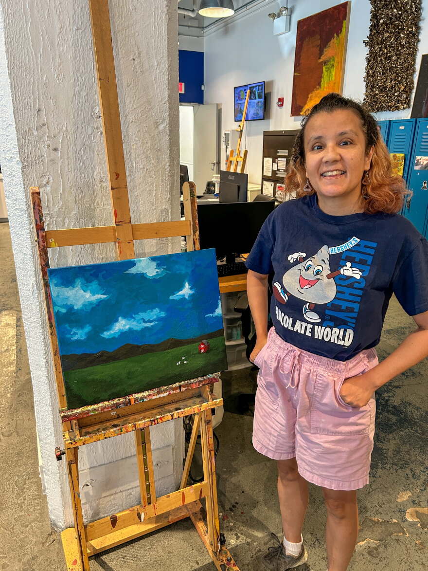 Kennedy Collective client creating art at the Maggie Daly Art Cooperative