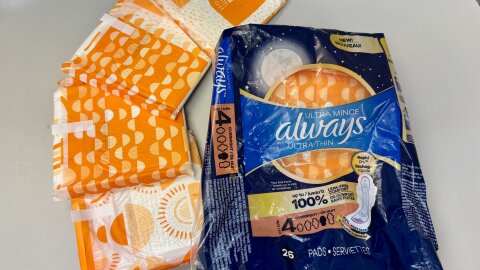 A pack of menstrual pads, which are one type of period products that should be offered in every state DOE school at no cost to students, according to a 2022 law.