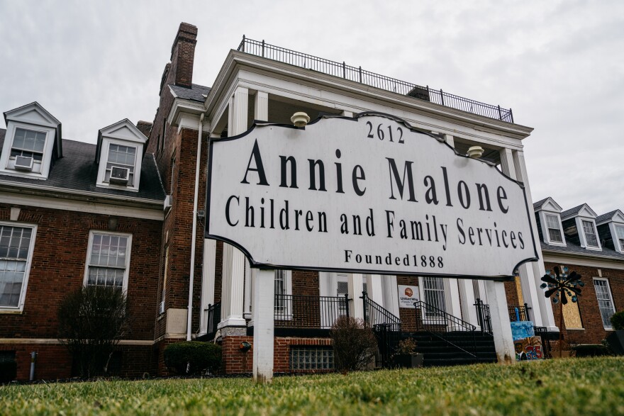 The Annie Malone Children and Family Services headquarters, pictured on Wednesday, Feb. 25, 2026, was damaged by last year’s deadly tornado.