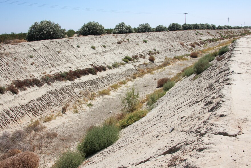 This newly constructed canal near Helm, Calif. is waiting for the next flood. Don Cameron built it, with help from the state, to carry excess water from the Kings River to nearby fields.