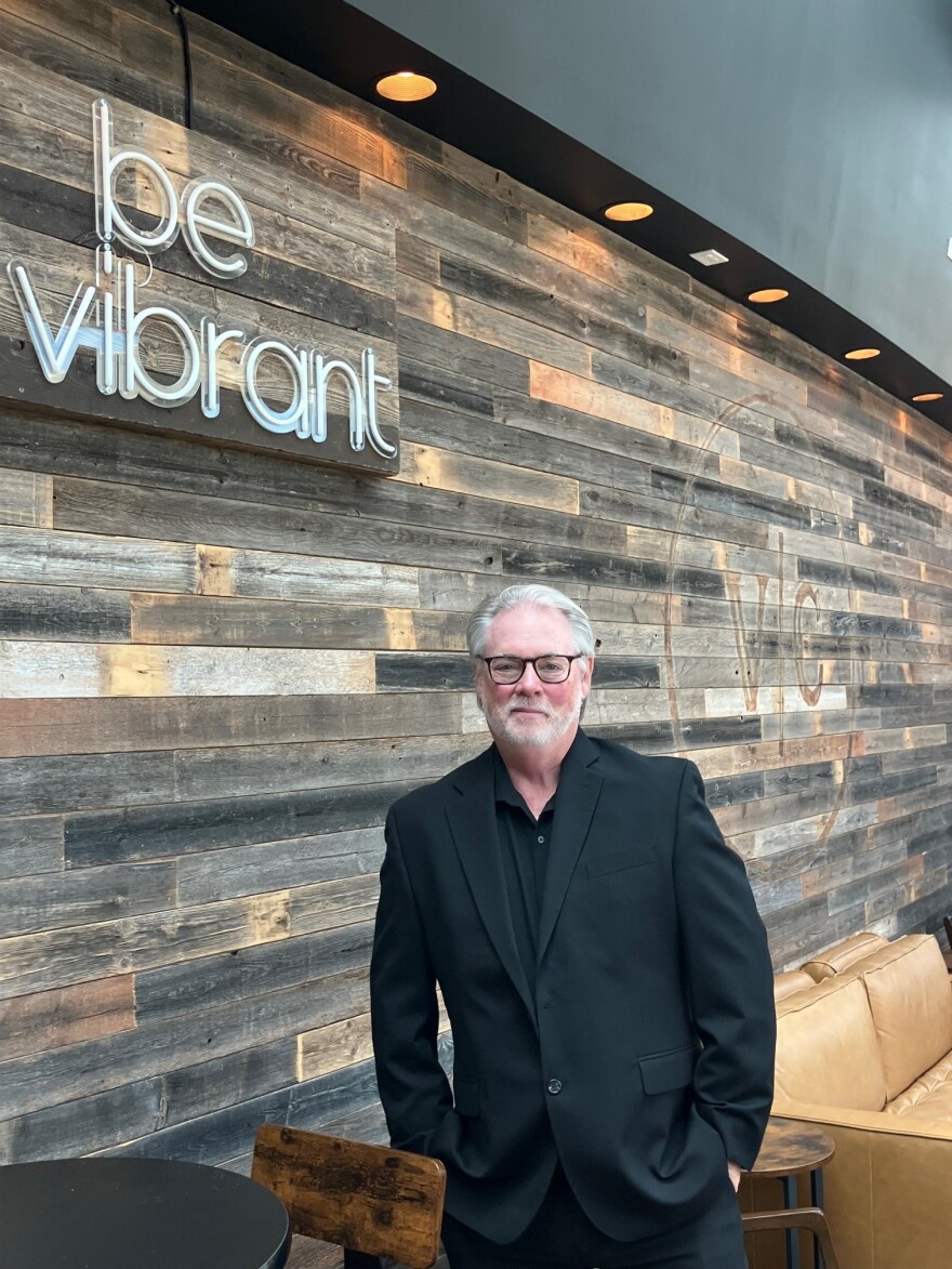 Rik Edgar in the second-floor Vibrant Club Lounge at the arena, for which Moline-based Vibrant Credit Union acquired the naming rights in 2022 for $4 million over 10 years.