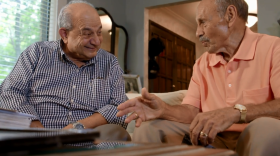 Ben Alalouf (right) first meetinng the brother of his childhood friend Seka