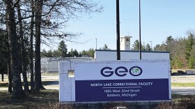 The sign for the North Lake Correctional Facility is seen in May 2025.