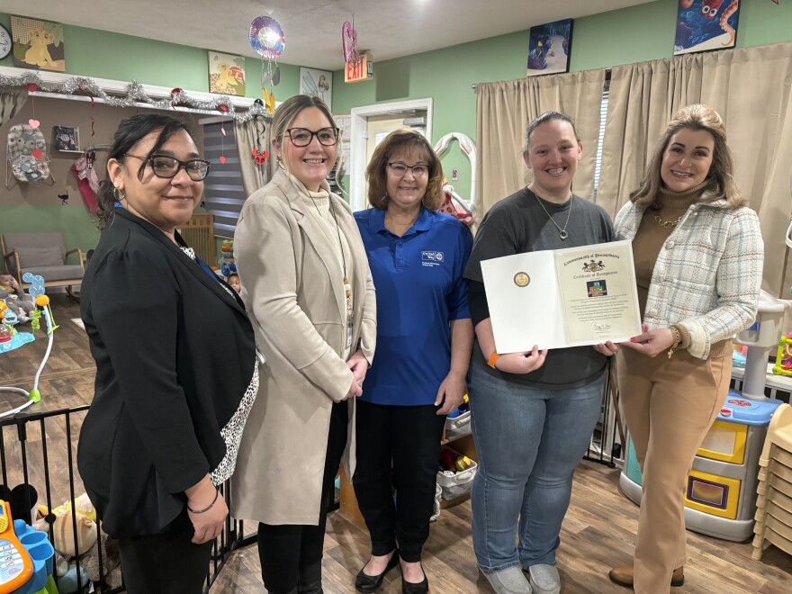 Inch by Inch was awarded their STARS 3 status on Feb. 2. From left to right: Lynda Castro, STARS Quality Coach, ELRC; Melanie Gaughan, Provider Service Manager, ELRC; Roxanne Powell, Community Impact Manager, Pocono Mountains United Way