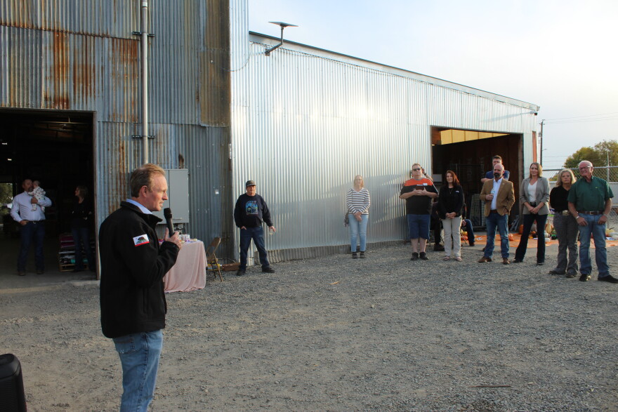 Republican Congressman James Gallagher greets a crowd of supporters on Oct. 29, 2026 in Red Bluff, Calif.